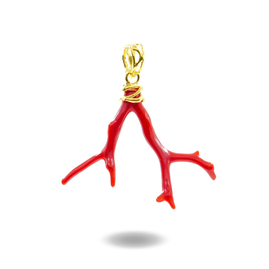Pendente in argento 925 con ramo di corallo – Dorato - immagine 3
