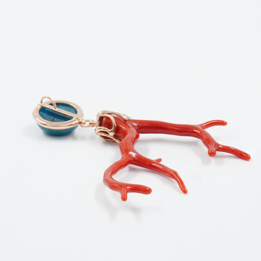 Pendente in argento 925 con apatite e ramo di corallo – Rosato - immagine 2