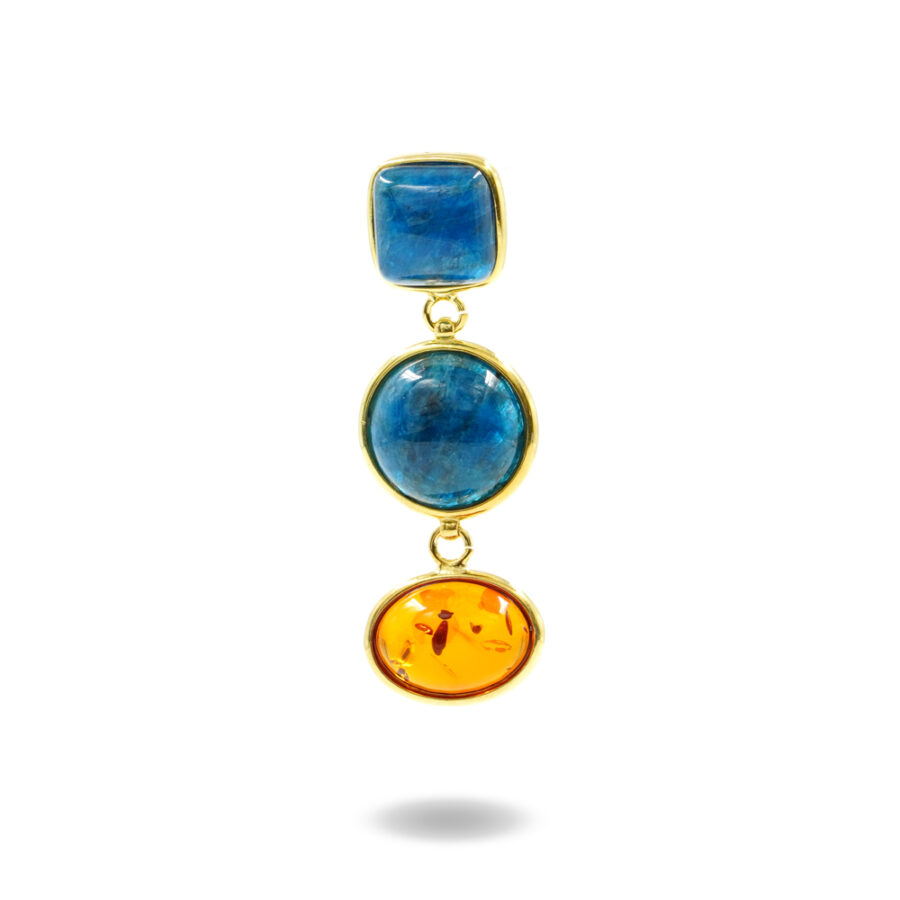 Pendente in argento 925 con apatite, ambra – Dorato