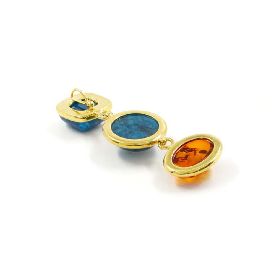 Pendente in argento 925 con apatite, ambra – Dorato - immagine 2