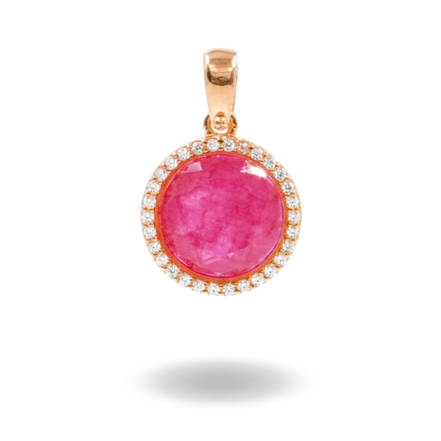Pendente in argento 925 con zirconi e cristallo colore rosa – Rosato