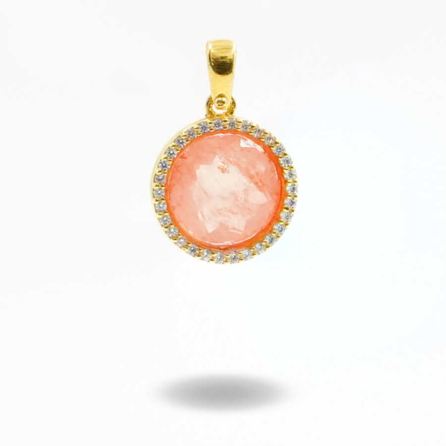 Pendete in argento 925 con zirconi e cristallo colore arancio – Dorato