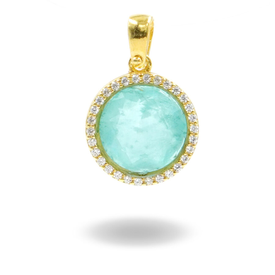 Pendete in argento 925 con zirconi e cristallo colore verde – Dorato