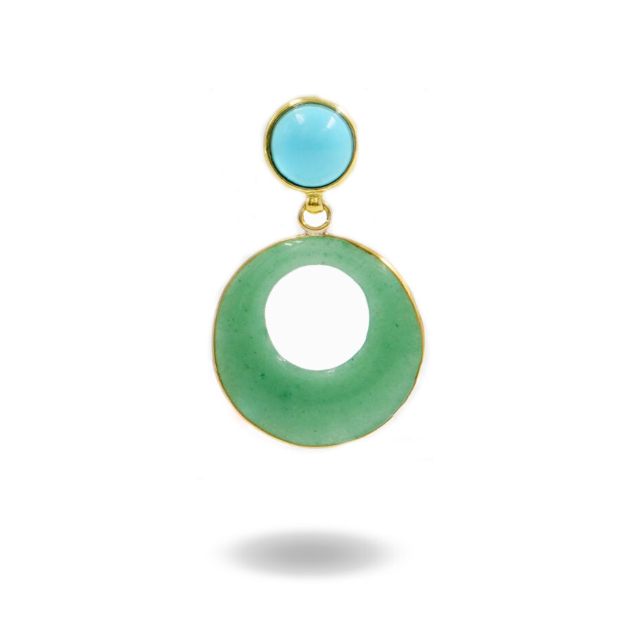 Pendente in argento 925 con pasta di turchese, avventurina – Dorato