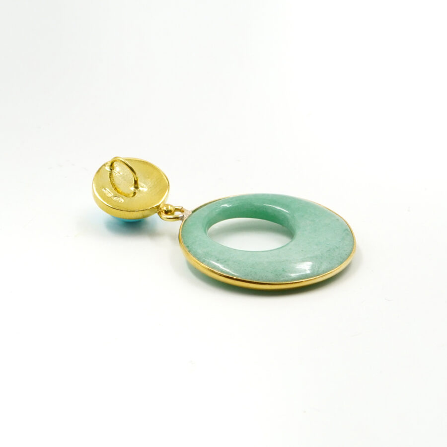 Pendente in argento 925 con pasta di turchese, avventurina – Dorato - immagine 2