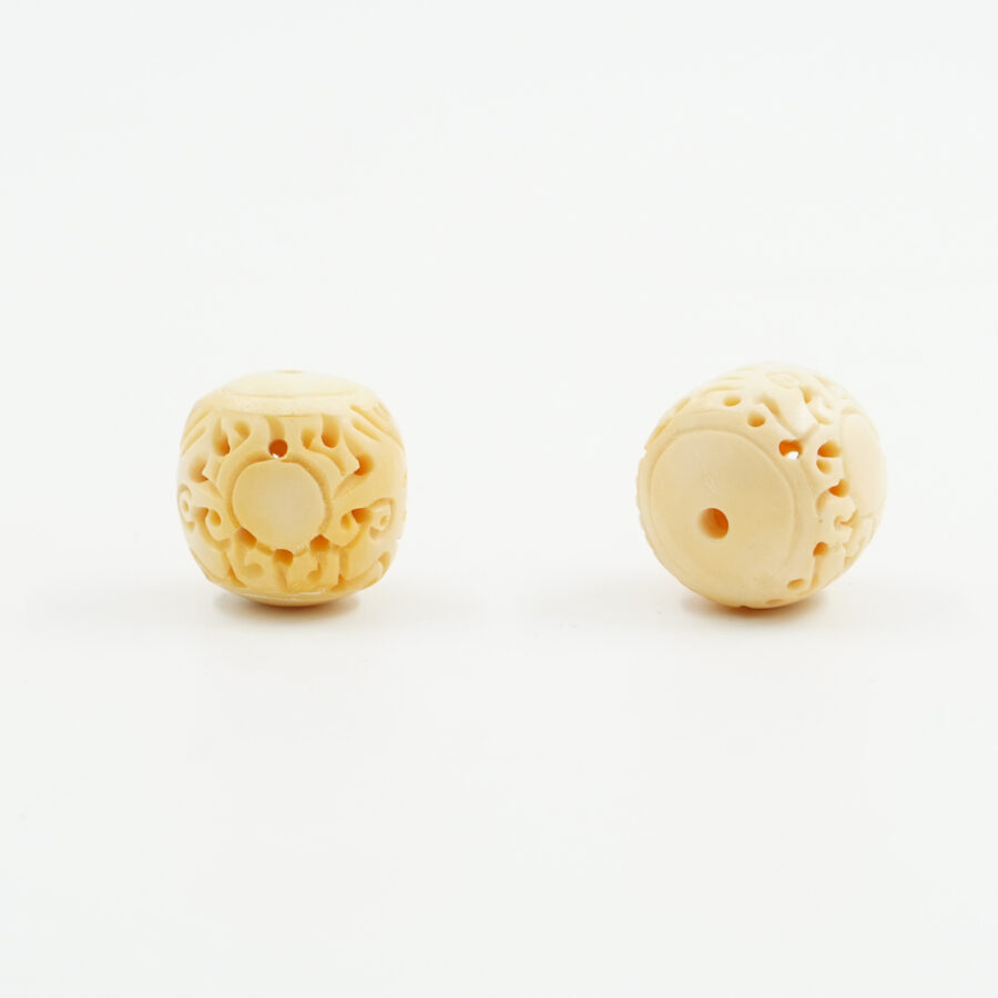 Tramezzi inciso in osso di bufalo forma barilotto 26x25mm – Foro Passante
