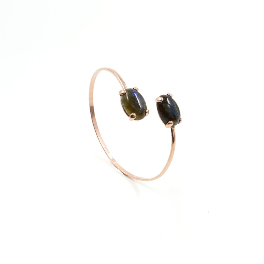 Bracciale rigido in argento 925 con labradorite – Rosato