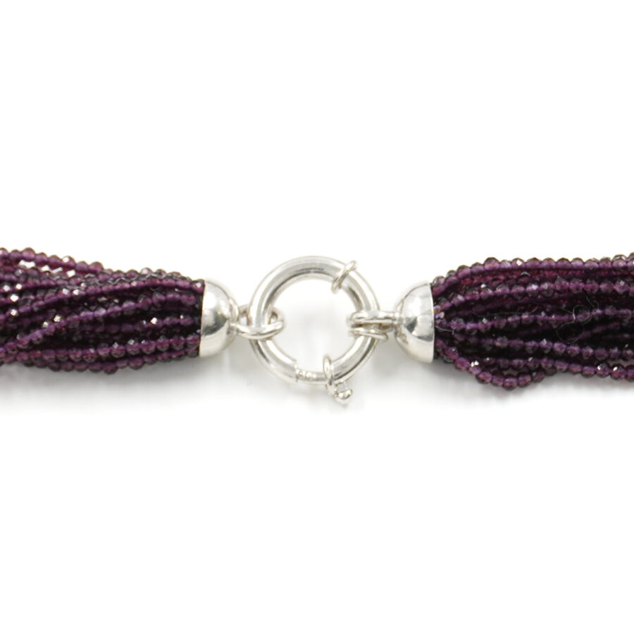 Collana Multifilo con zirconi viola, ametista, chiusura in argento 925 – Rodiato - immagine 2