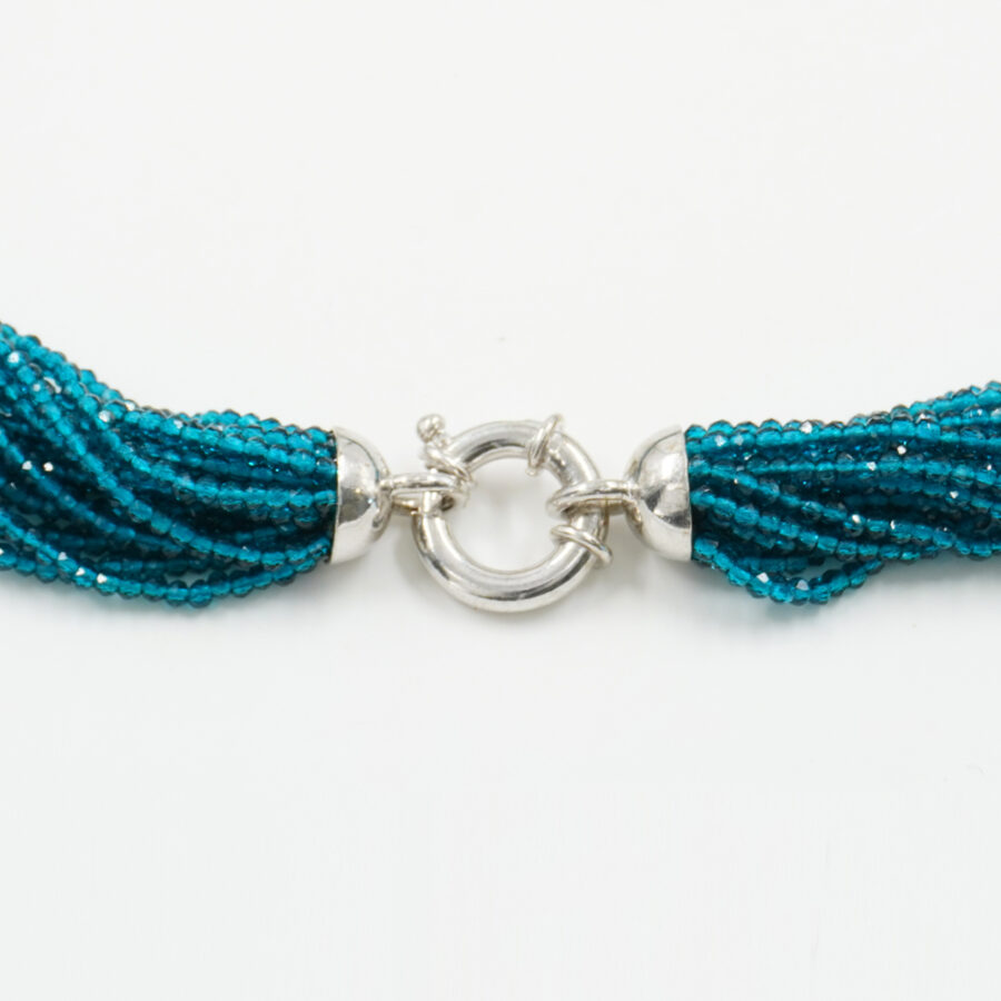 Collana Multifilo con zirconi azzurri, acquamarina, chiusura in argento 925 – Rodiato - immagine 3
