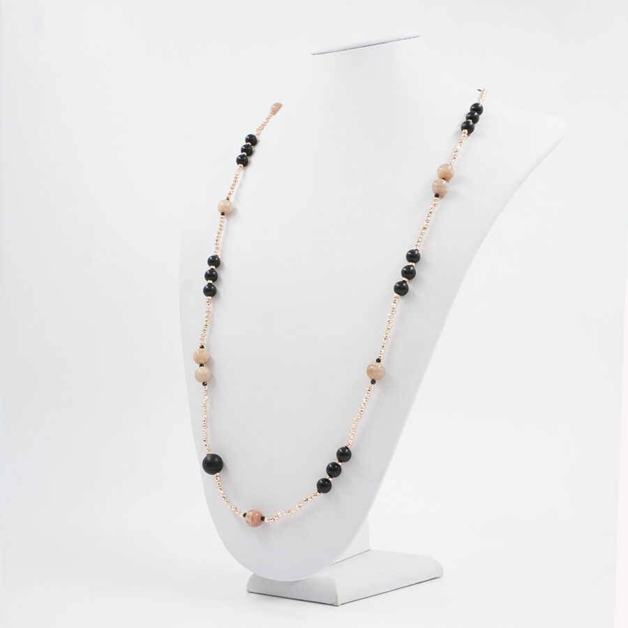 Collana con ematite, occhio di tigre dorato, chiusura in argento 925 – Dorato - immagine 2