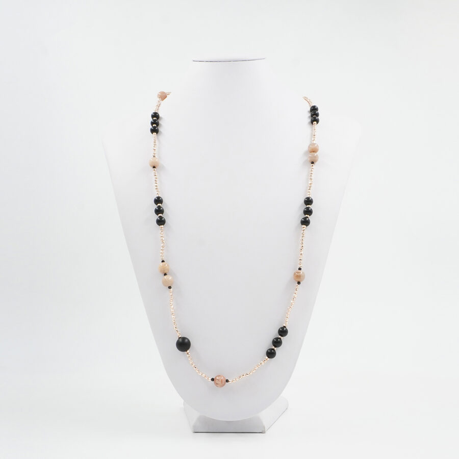 Collana con ematite, occhio di tigre dorato, chiusura in argento 925 – Dorato - immagine 3