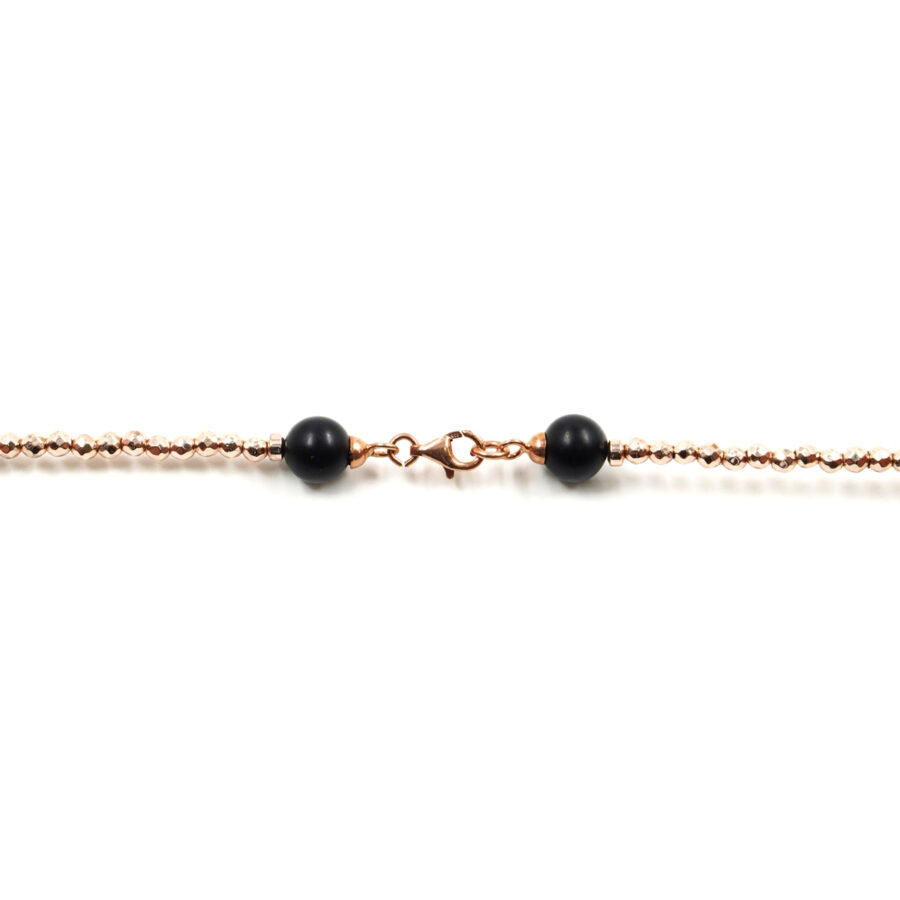 Collana con ematite, occhio di tigre dorato, chiusura in argento 925 – Dorato - immagine 4