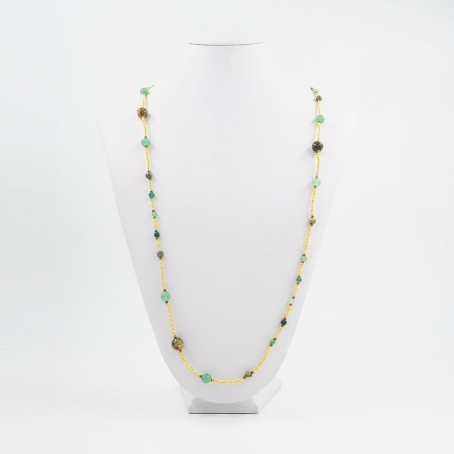 Collana con ematite, riolite, avventurina, chiusura in argento 925 – Dorato - immagine 3