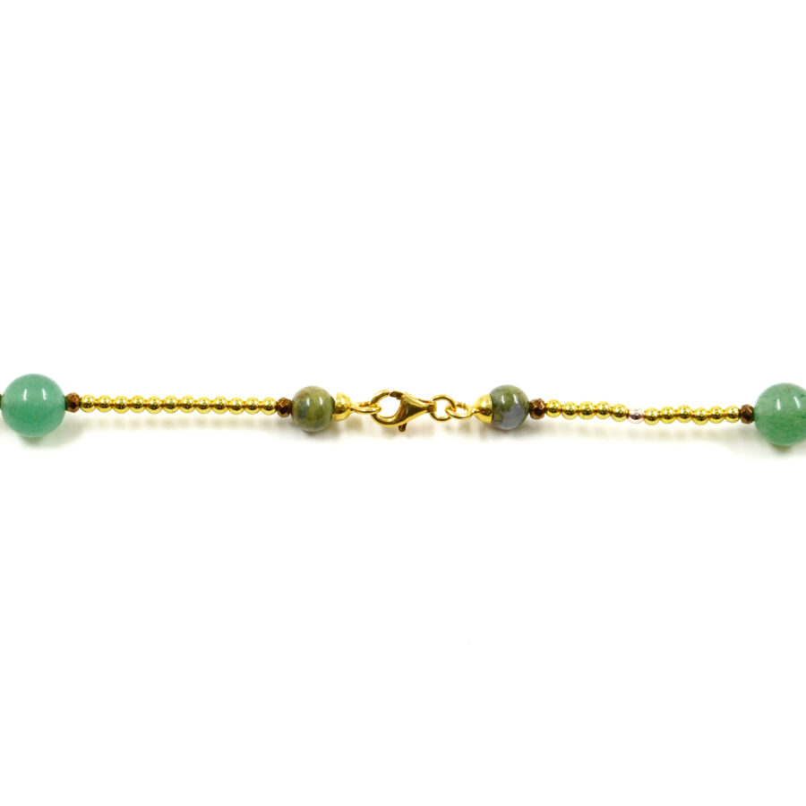 Collana con ematite, riolite, avventurina, chiusura in argento 925 – Dorato - immagine 4