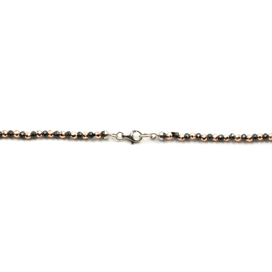 Collana con ematite, agata nera, perla, chiusura in argento 925 – Rodiato - immagine 4