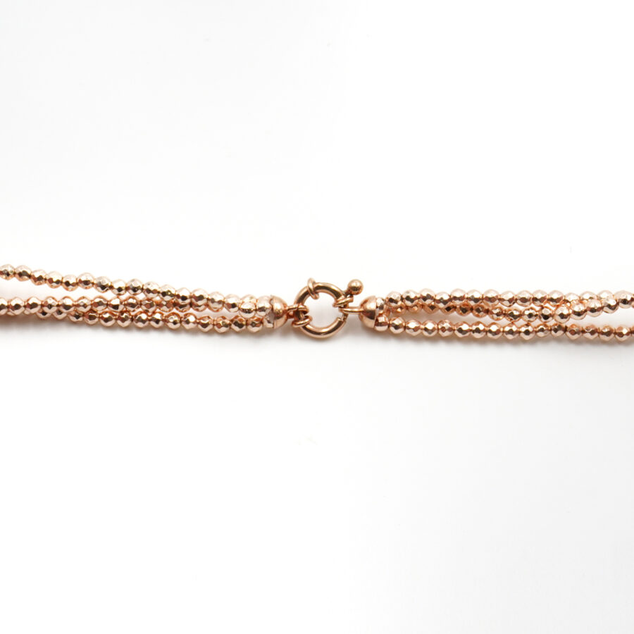 Collana Multifilo con ematite, agata grigia, pietra del Sole, perla, chiusura in argento 925 – Rosato - immagine 4