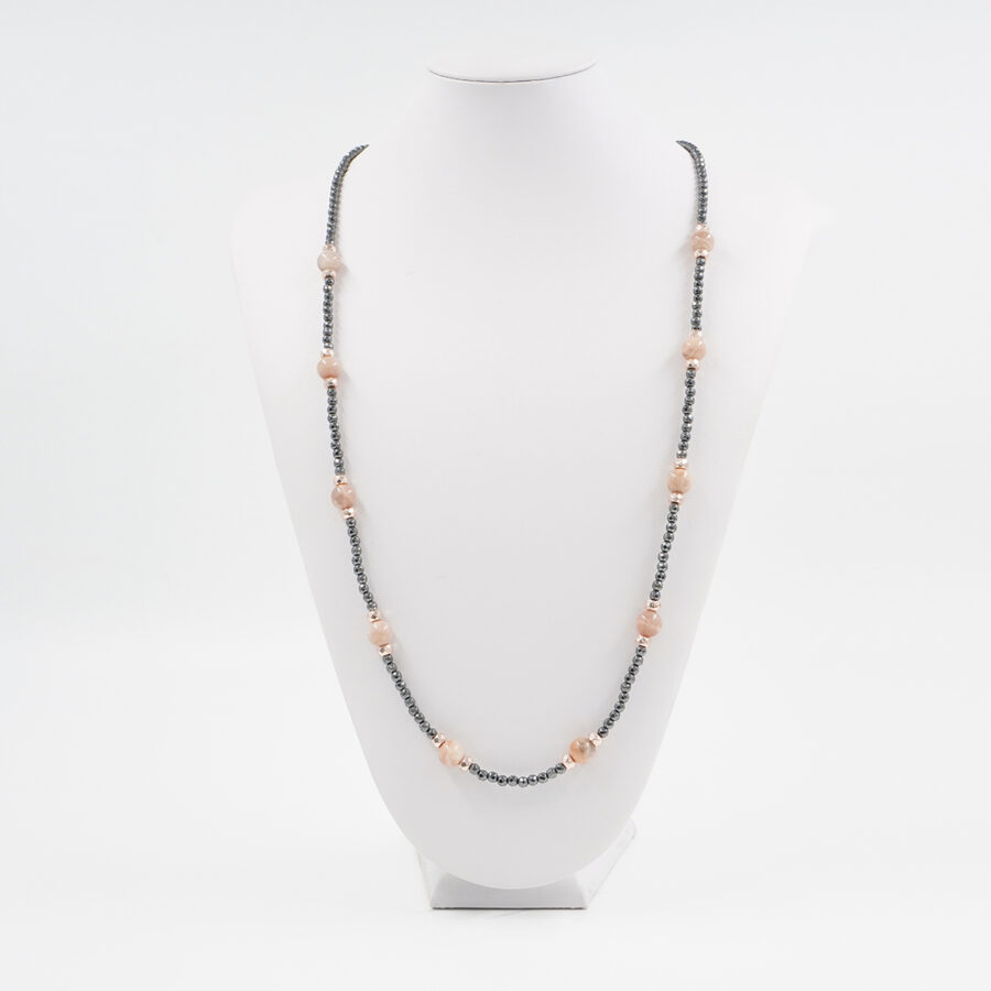 Collana con ematite, pietra del Sole, chiusura in argento 925 – Rosato - immagine 3