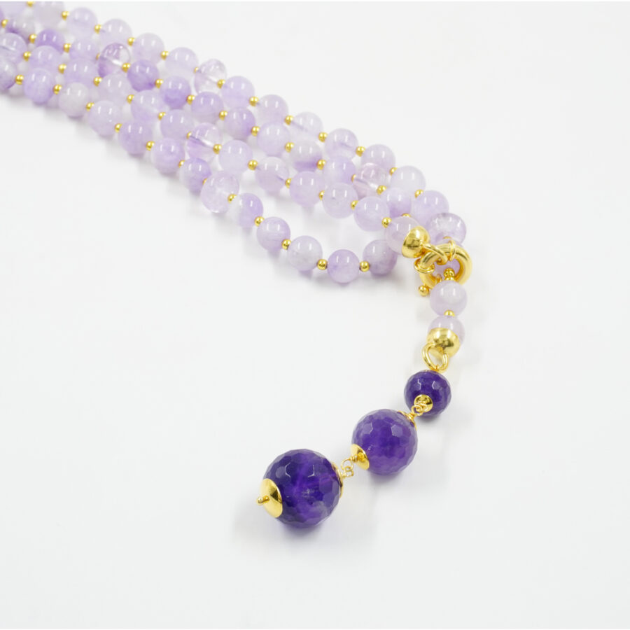 Collana con ametista, ematite, chiusura in argento 925 – Dorato