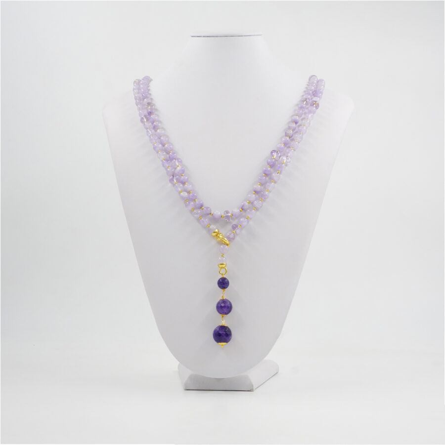 Collana con ametista, ematite, chiusura in argento 925 – Dorato - immagine 3