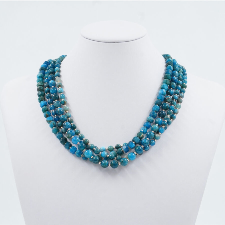 Collana Multifilo con apatite, ematite, chiusura in argento 925 – Rosato - immagine 2