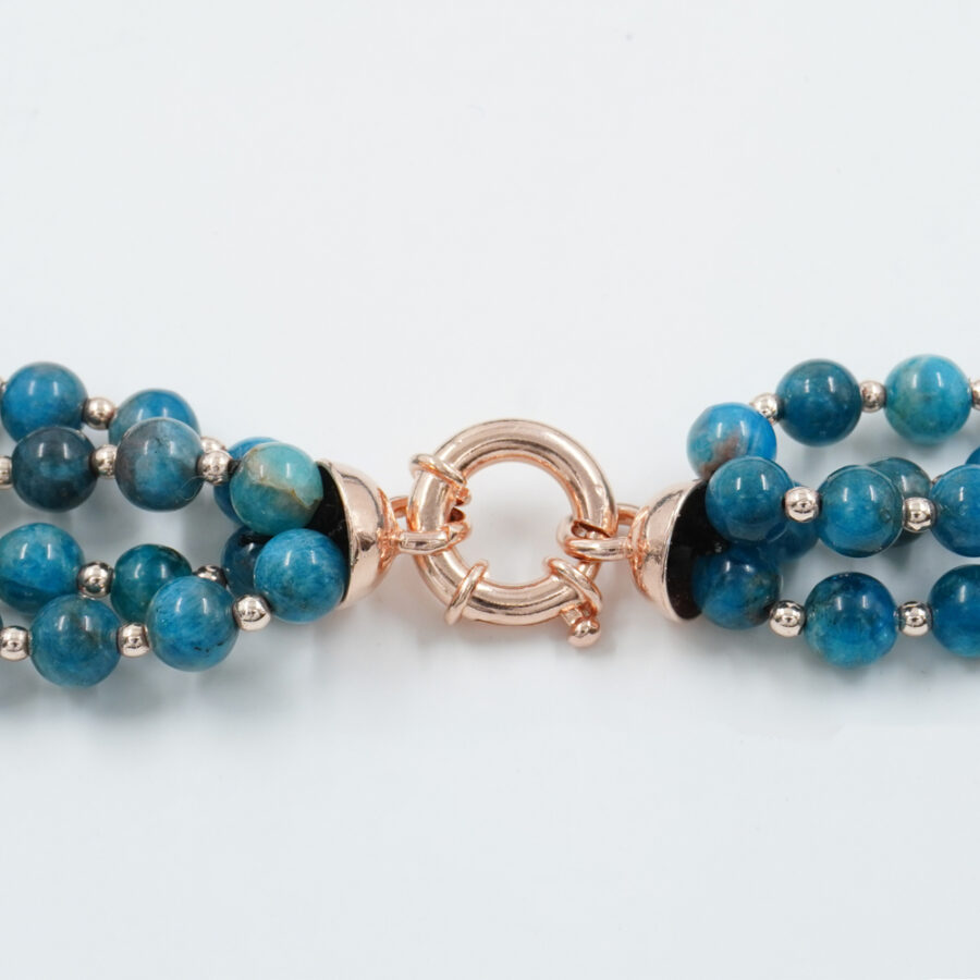 Collana Multifilo con apatite, ematite, chiusura in argento 925 – Rosato - immagine 3