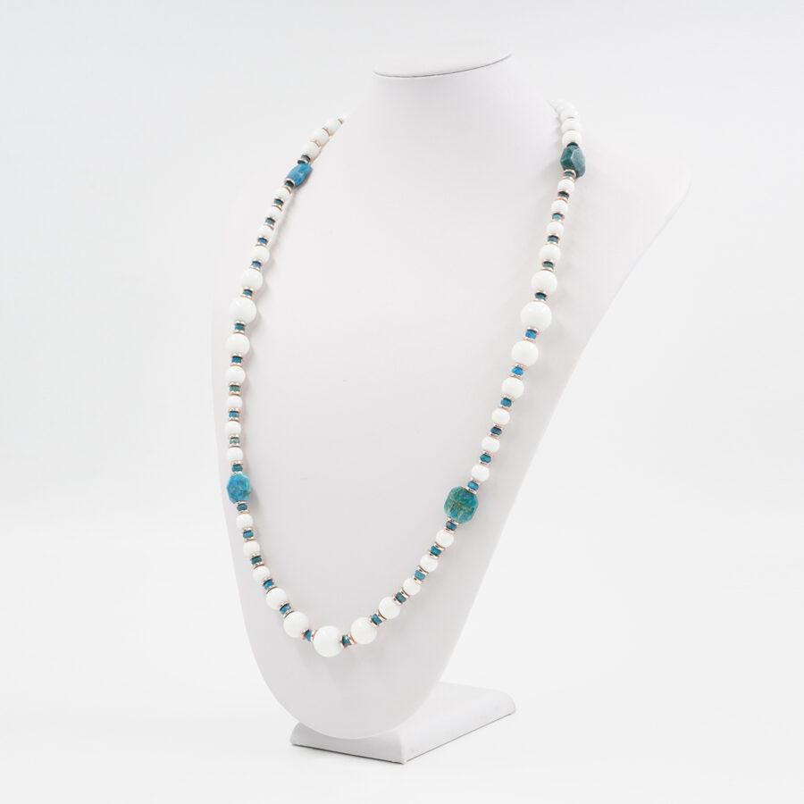 Collana con agata bianca, apatite ematite, chiusura in argento 925 – Rosato - immagine 2