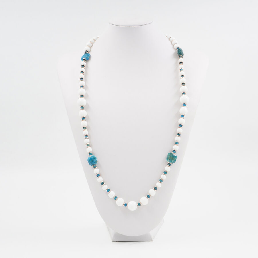 Collana con agata bianca, apatite ematite, chiusura in argento 925 – Rosato - immagine 3