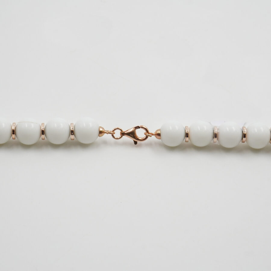 Collana con agata bianca, apatite ematite, chiusura in argento 925 – Rosato - immagine 4