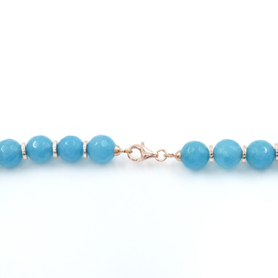 Collana con quarzo spugna azzurro, acquamarina, ematite, chiusura in argento 925 – Rosato - immagine 4