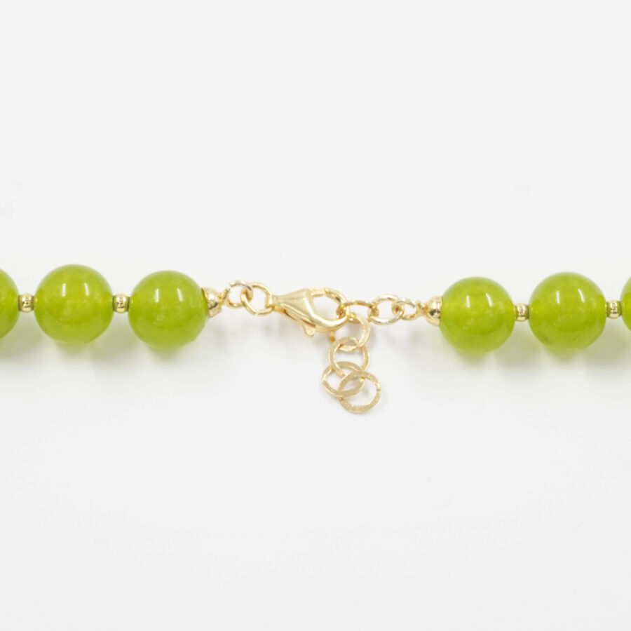 Collana con giada verde tinta, citrino, opale giallo, ematite, chiusura in argento 925 – Dorato - immagine 4