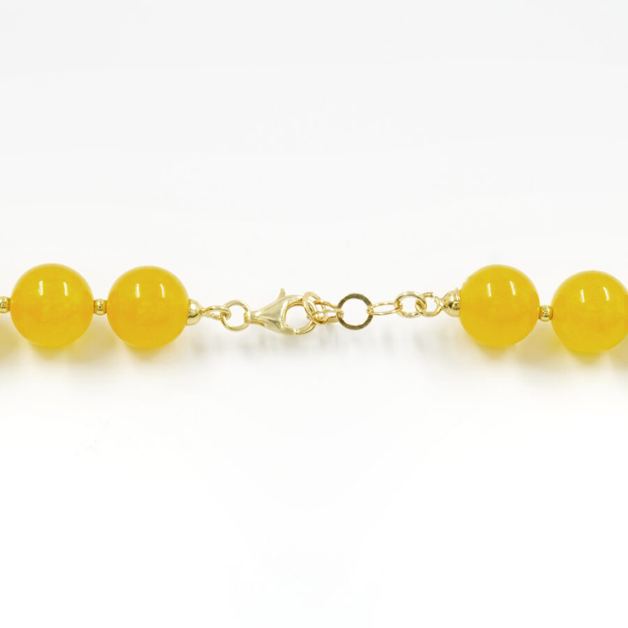 Collana con giada gialla tinta, opale giallo, quarzo fumè, ematite, chiusura in argento 925 – Dorato - immagine 4