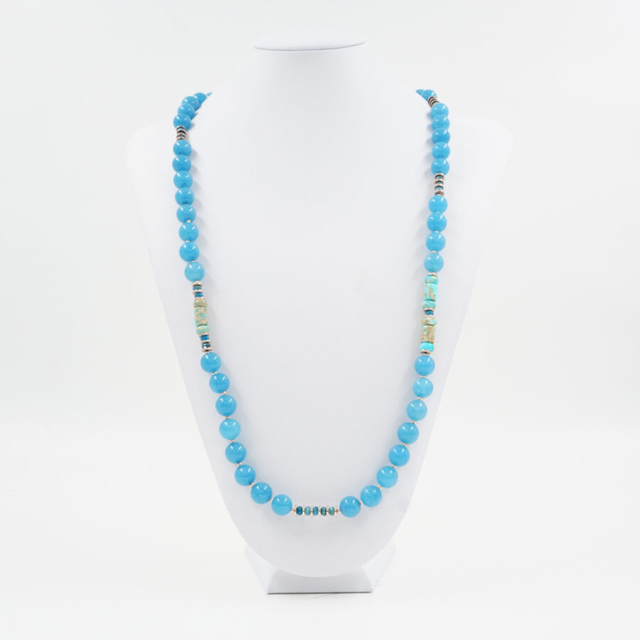 Collana con quarzo spugna azzurro, apatite, diaspro imperiale, ematite, chiusura in argento 925 – Rosato - immagine 3