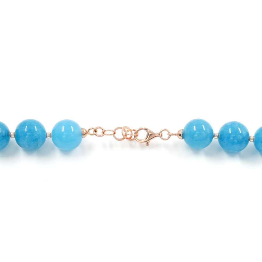 Collana con quarzo spugna azzurro, apatite, diaspro imperiale, ematite, chiusura in argento 925 – Rosato - immagine 4