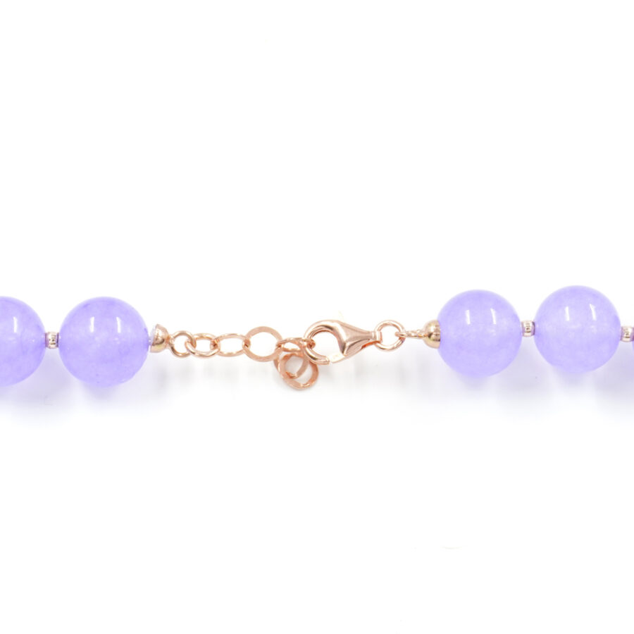 Collana con giada viola tinta, ametista, ematite, chiusura in argento 925 – Rosato - immagine 4