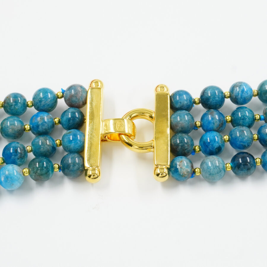Collana Multifilo con apatite, corallo, ematite, chiusura in argento 925 – Dorato - immagine 3