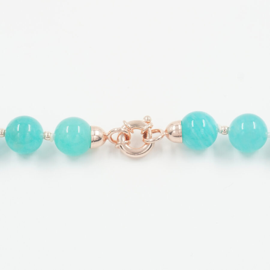 Collana con amazzonite, corallo bianco, ematite, chiusura in argento 925 – Rosato - immagine 3