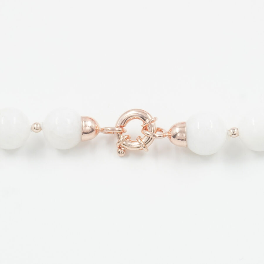 Collana con pietra di Luna Bianca, corallo, ematite, chiusura in argento 925 – Rosato - immagine 3