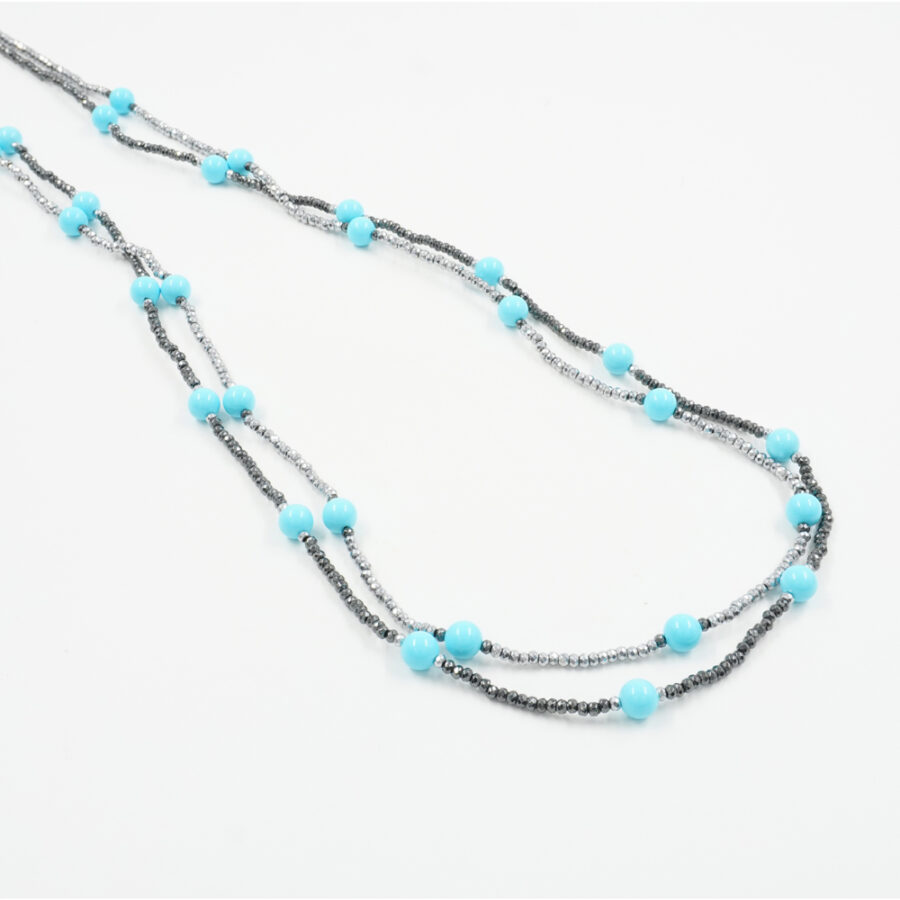 Collana Multifilo con ematite, pasta di turchese