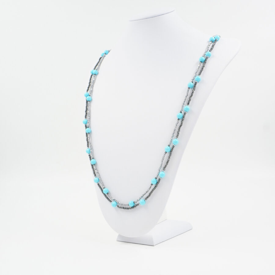 Collana Multifilo con ematite, pasta di turchese - immagine 2