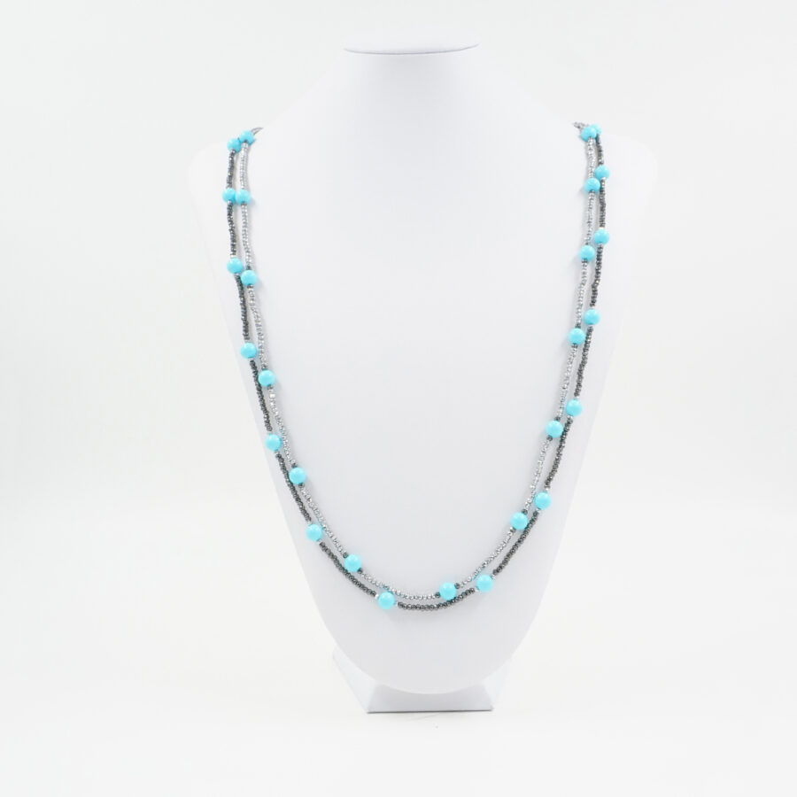 Collana Multifilo con ematite, pasta di turchese - immagine 3