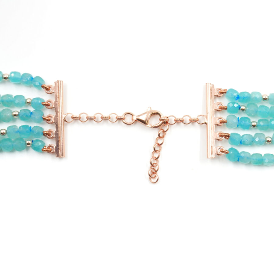 Collana Multifilo con amazzonite, corallo bianco, ematite, chiusura in argento 925 – Rosato - immagine 3
