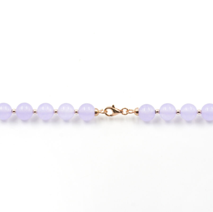Collana con giada viola tinta, perla, ematite, chiusura in argento 925 – Rosato - immagine 4