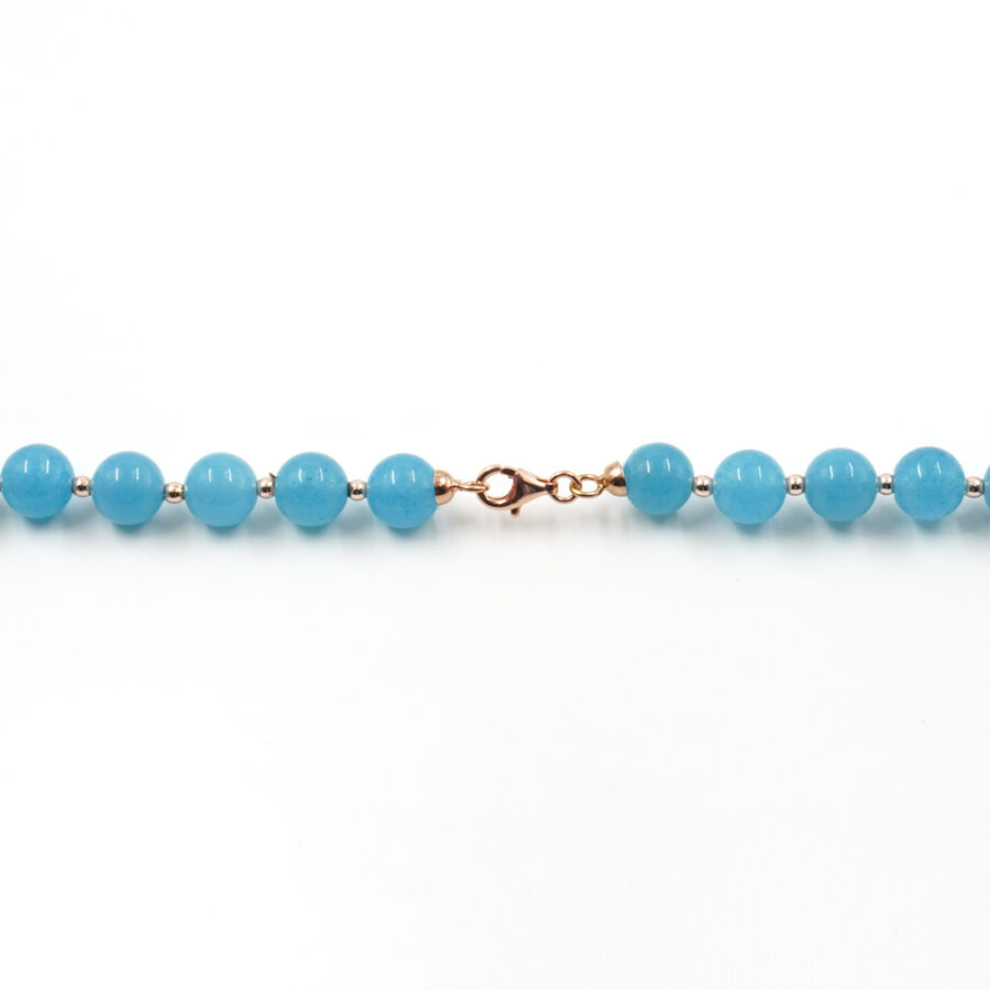 Collana con quarzo spugna azzurro, perla, ematite, chiusura in argento 925 – Rosato - immagine 4