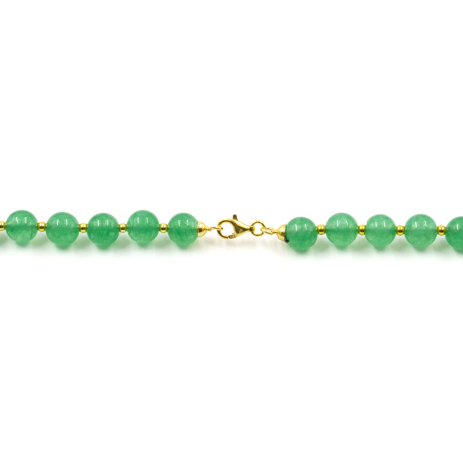 Collana con giada verde tinta, perla, ematite, chiusura in argento 925 – Dorato - immagine 4
