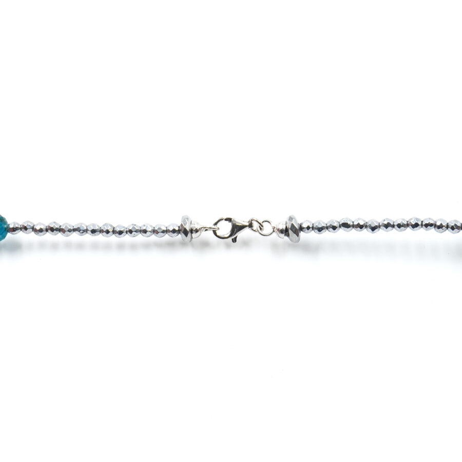 Collana con ematite, apatite, pasta di turchese, labradorite, chiusura in argento 925 – Rodiato - immagine 4
