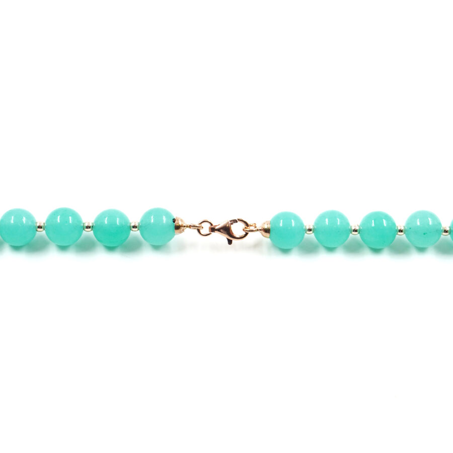 Collana con quarzo spugna verde, ametista, fluorite, ematite, chiusura in argento 925 – Rosato - immagine 4