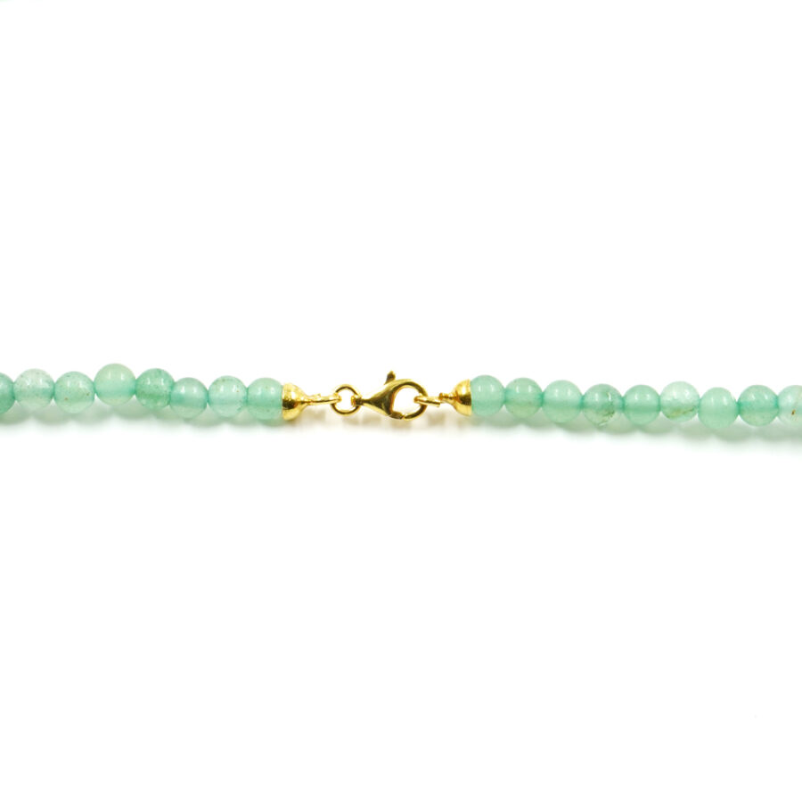 Collana con avventurina, corallo, granato verde, ematite, chiusura in argento 925 – Dorato - immagine 3