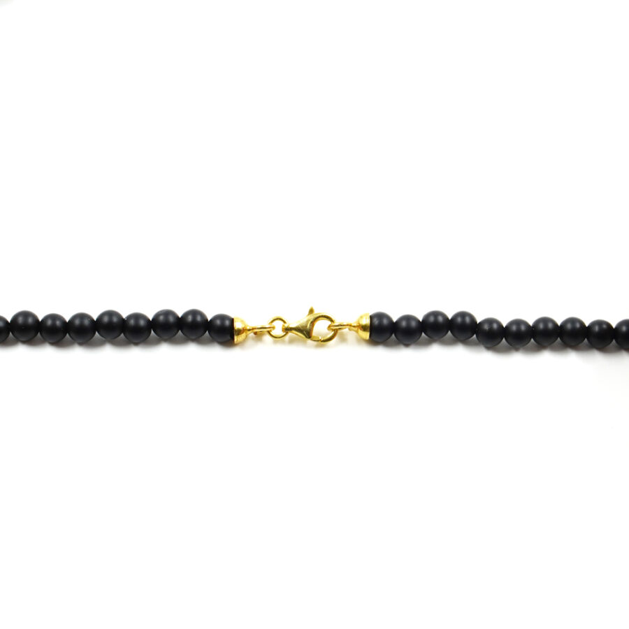 Collana con agata nera, corallo, spinello, ematite, chiusura in argento 925 – Dorato - immagine 3