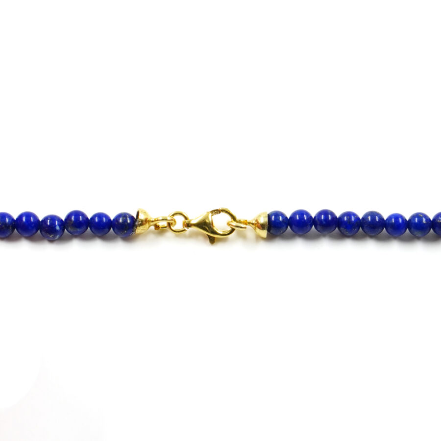 Collana con lapis, corallo, ematite, chiusura in argento 925 – Dorato - immagine 3