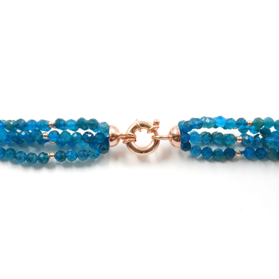 Collana Multifilo con apatite, ambra, ematite, chiusura in argento 925 - Rosato - immagine 5